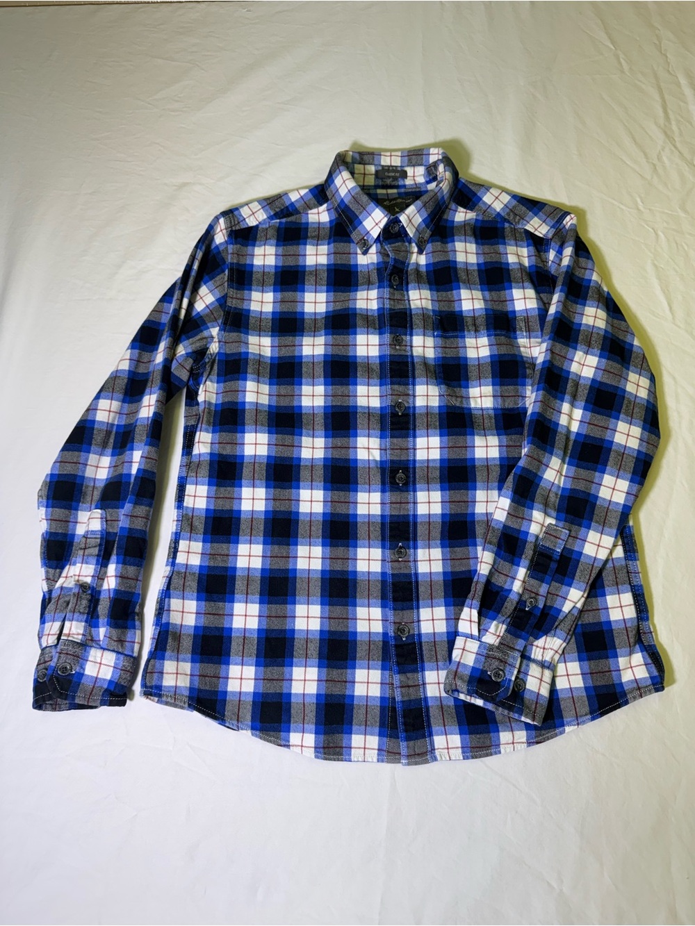 Eddie Bauer Shirt Mens Medium Classic Fit Plaid Flannel Button Down Blue Gray